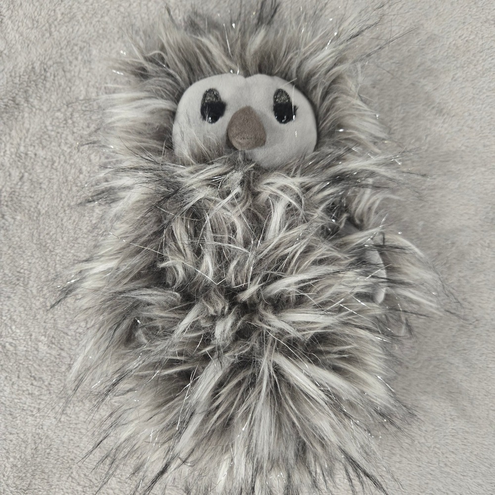 Jellycat Shimmer Gloria Owl Grey White Silver Tinsel Plush Stuffed Animal